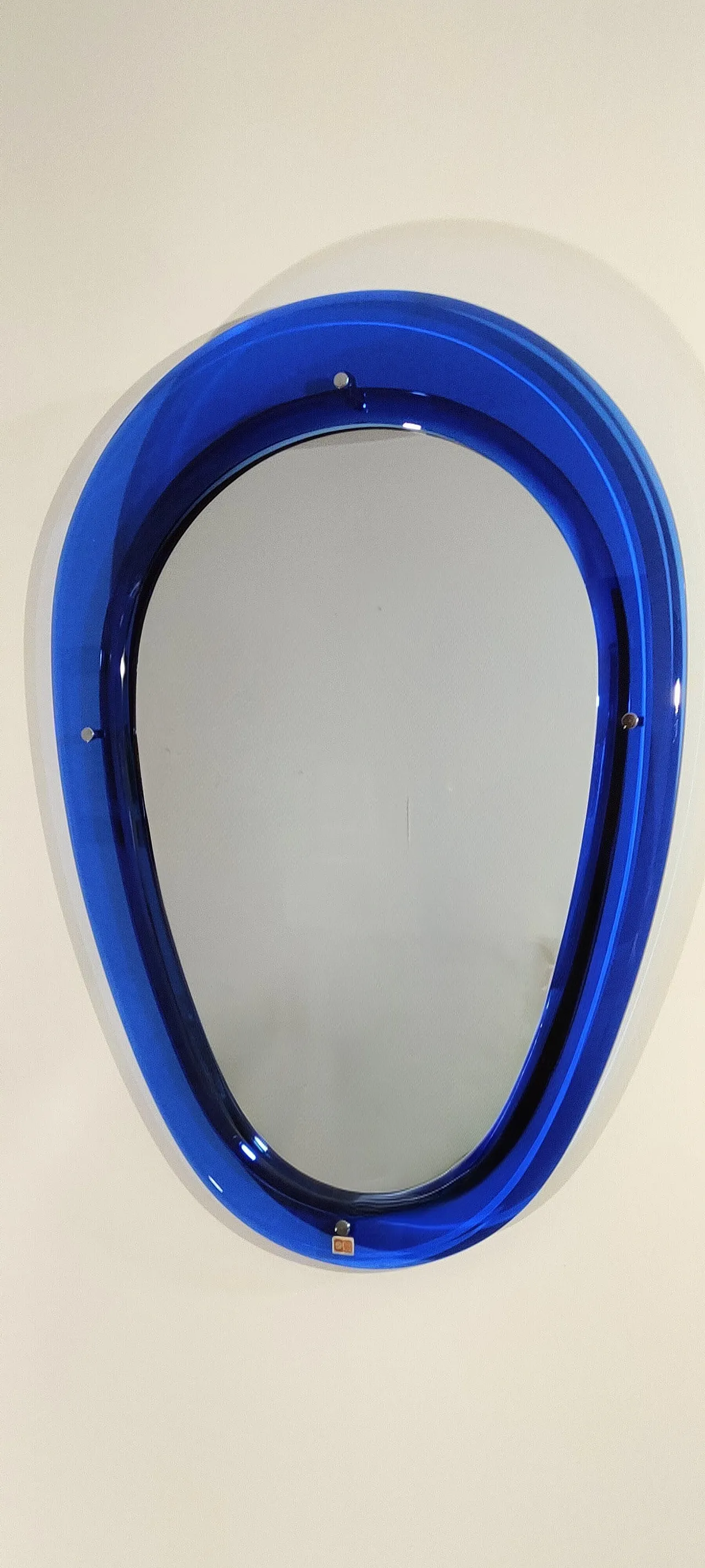 Specchio Ovale Sena Cristal blu oltremare, 1975 2