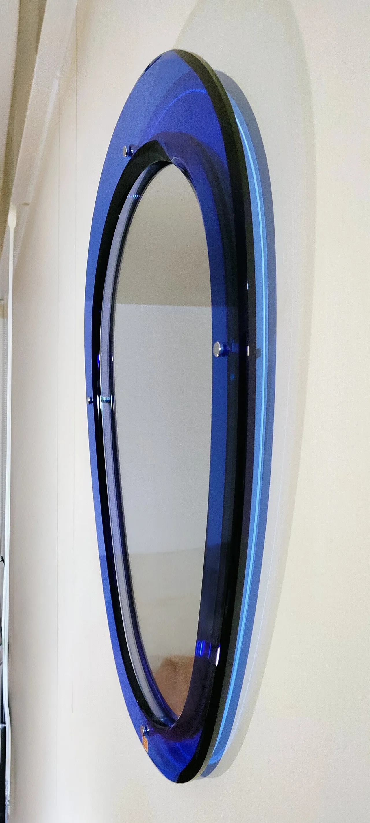 Specchio Ovale Sena Cristal blu oltremare, 1975 4