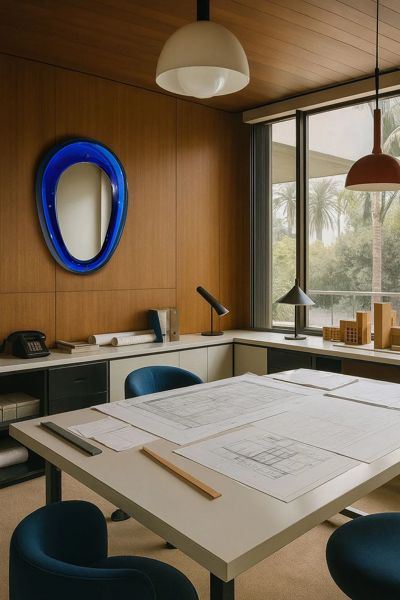 Specchio Ovale Sena Cristal blu oltremare, 1975 6