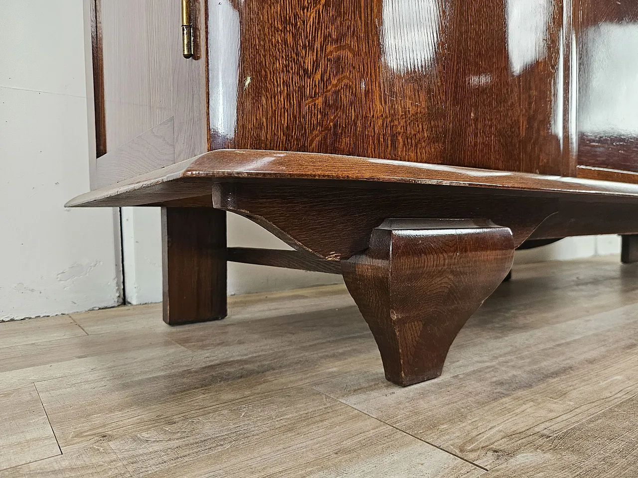 Credenza Art Decò in quercia con ripiano in marmo, anni '50 19