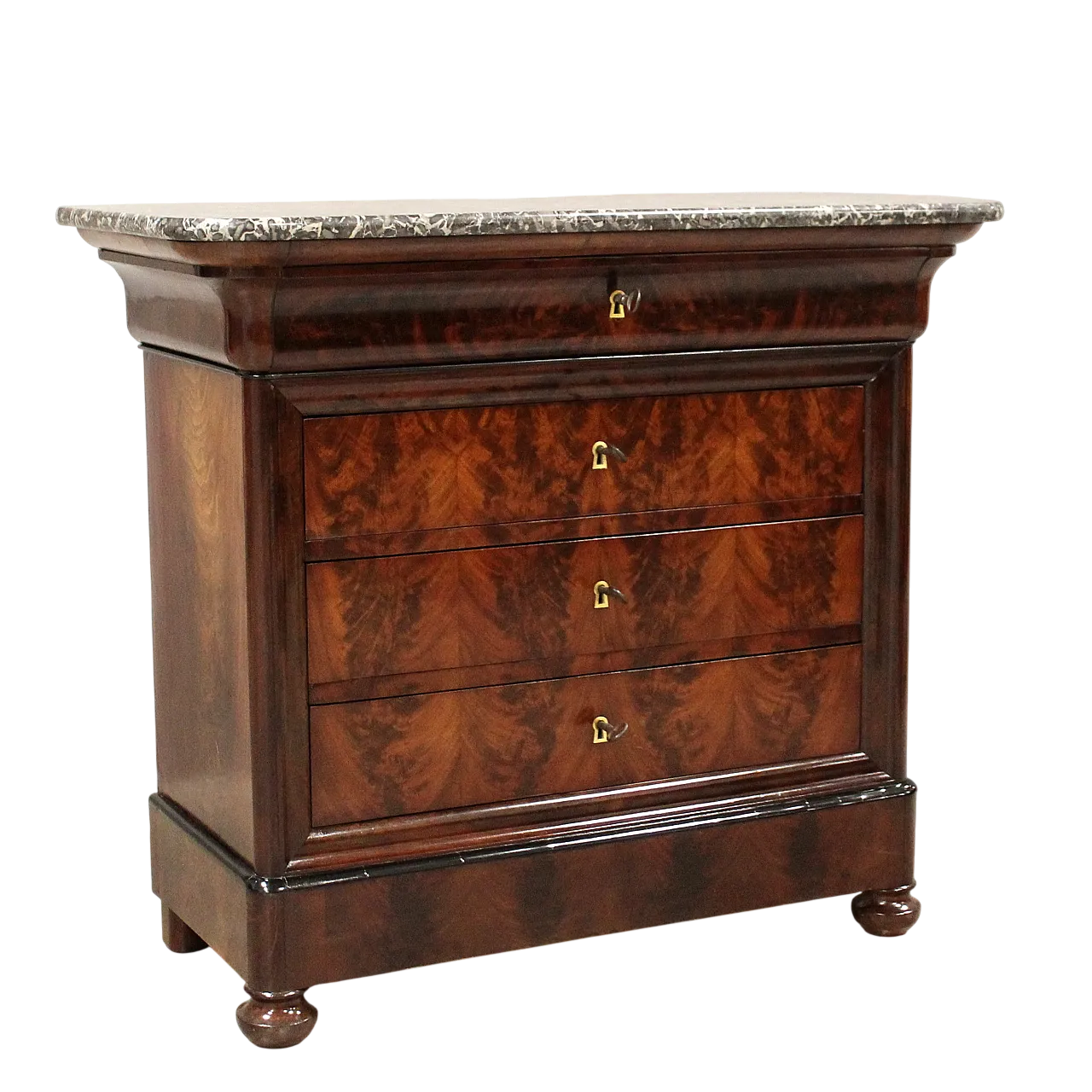 Cassettone comò cappuccino Luigi Filippo in mogano '800 13