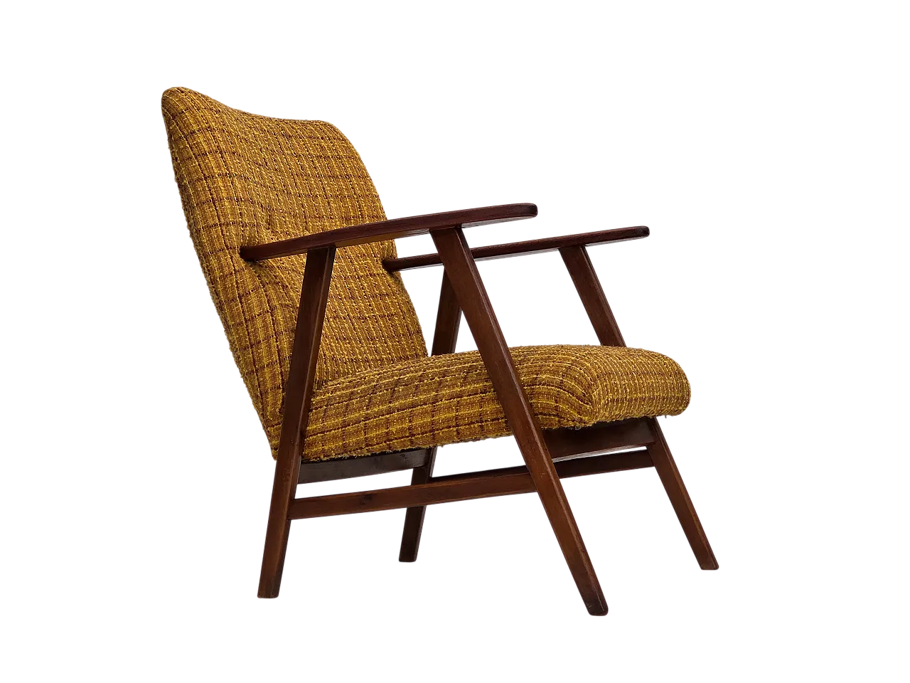 Poltrona danese in lana  teak, legno di quercia, anni '60 19