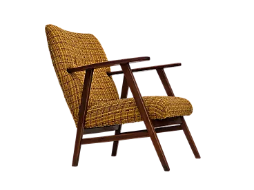 Danish armchair, wool fabric, teak wood, oak wood, 1960s