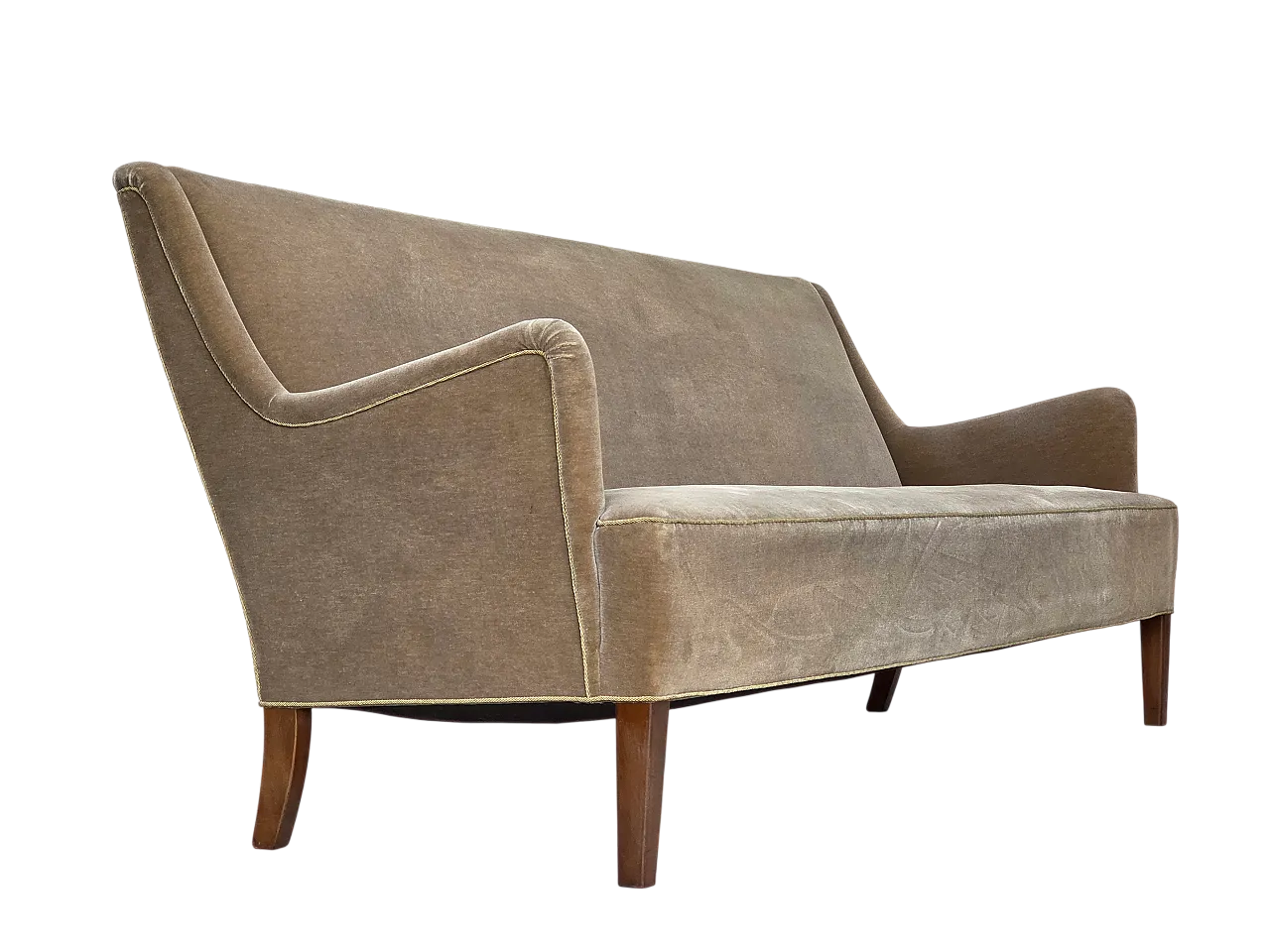 Danish 4-seater sofa, light green velour, 70s 19