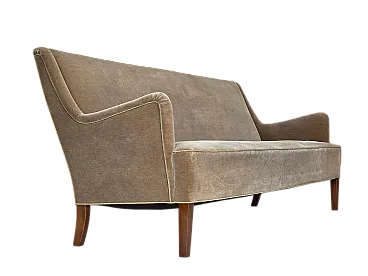 Danish 4-seater sofa, light green velour, 70s