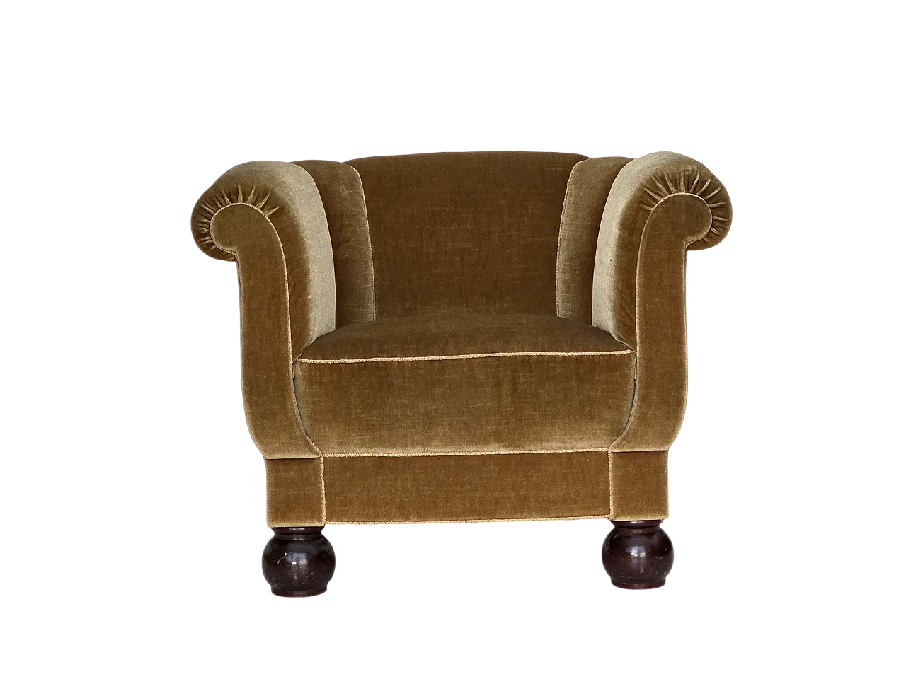 Poltrona relax danese velluto verde chiaro, legno di quercia, anni '60 23