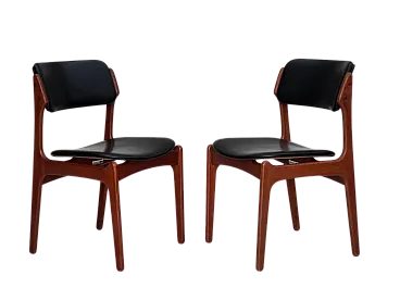 Pair of chairs by Erik Buch, model 49, teak wood, 1960s