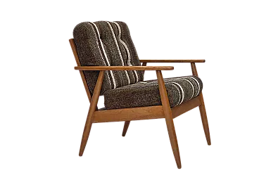 Danish armchair, beech wood, wool fabric, 1970s