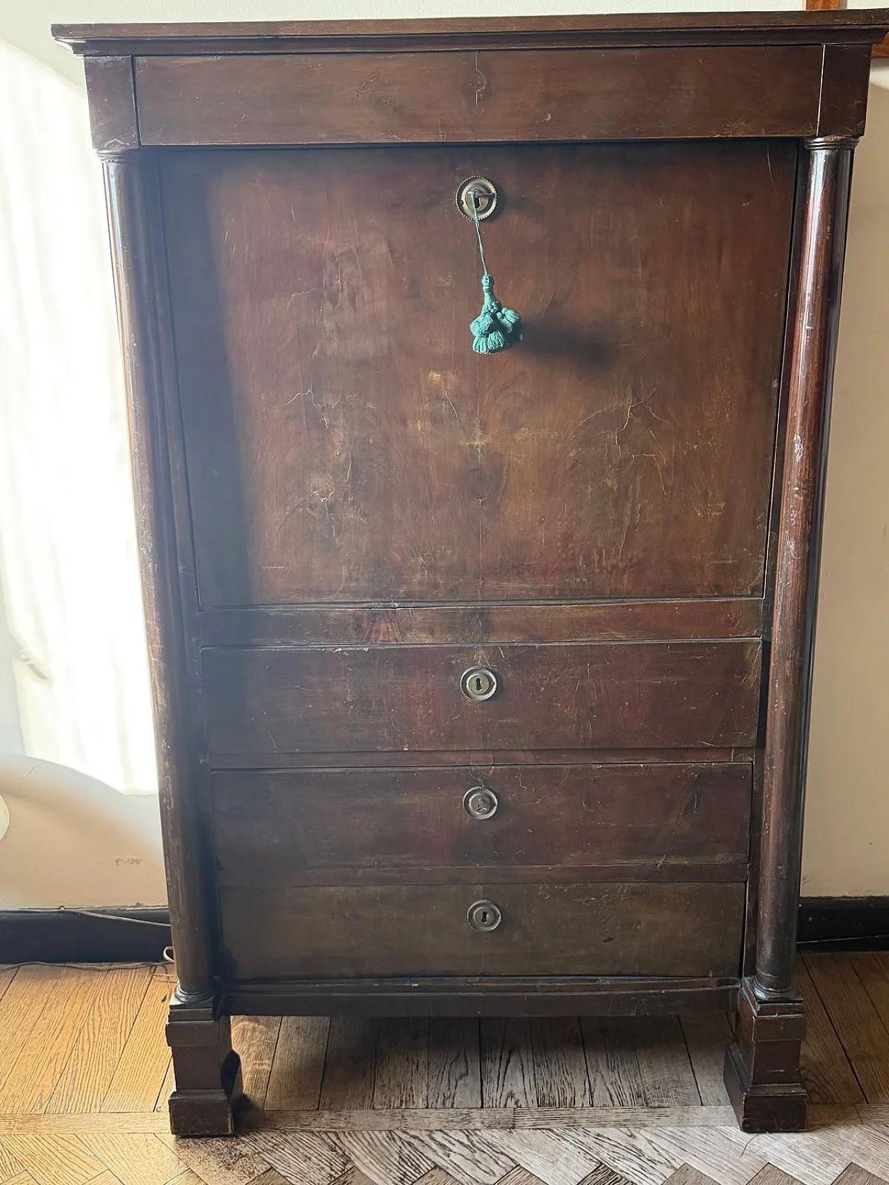 Antique walnut secretaire from the late 19th century 1