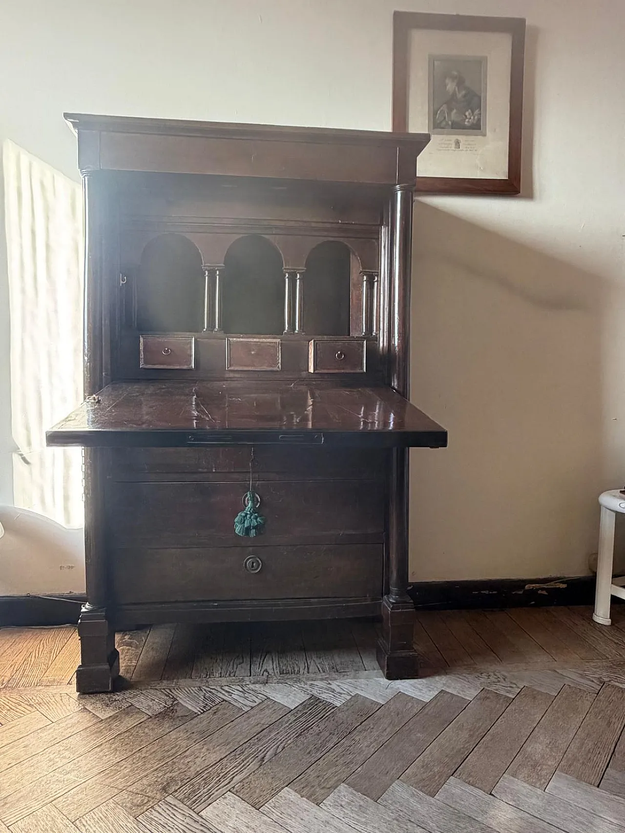 Antique walnut secretaire from the late 19th century 2