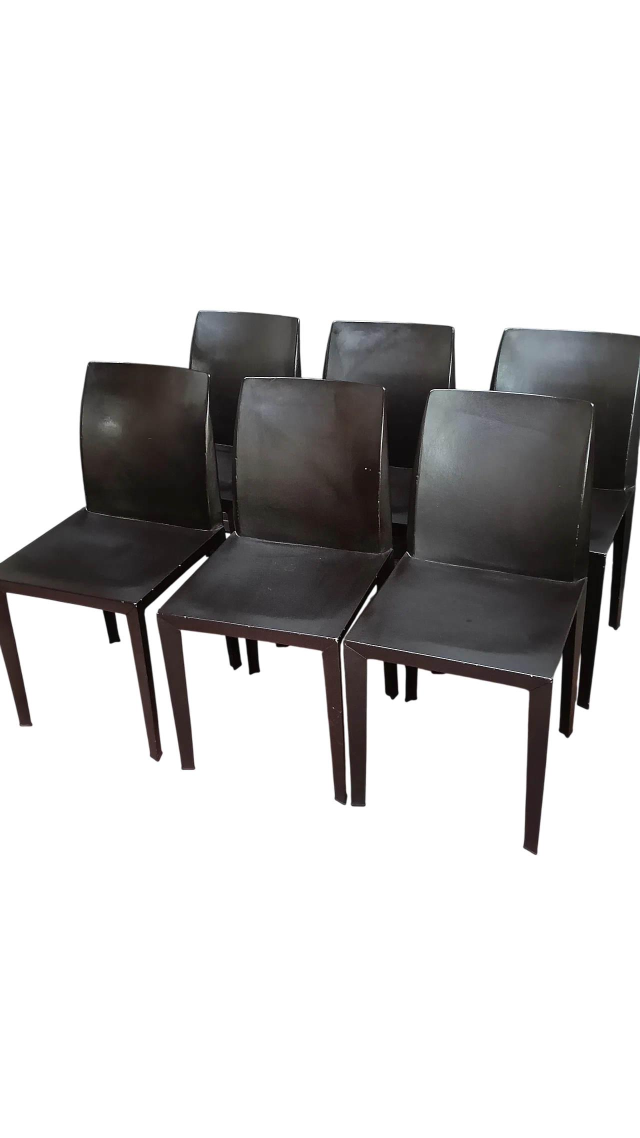 6 Lola chairs by Poltrona Frau in dark brown, 80s 34
