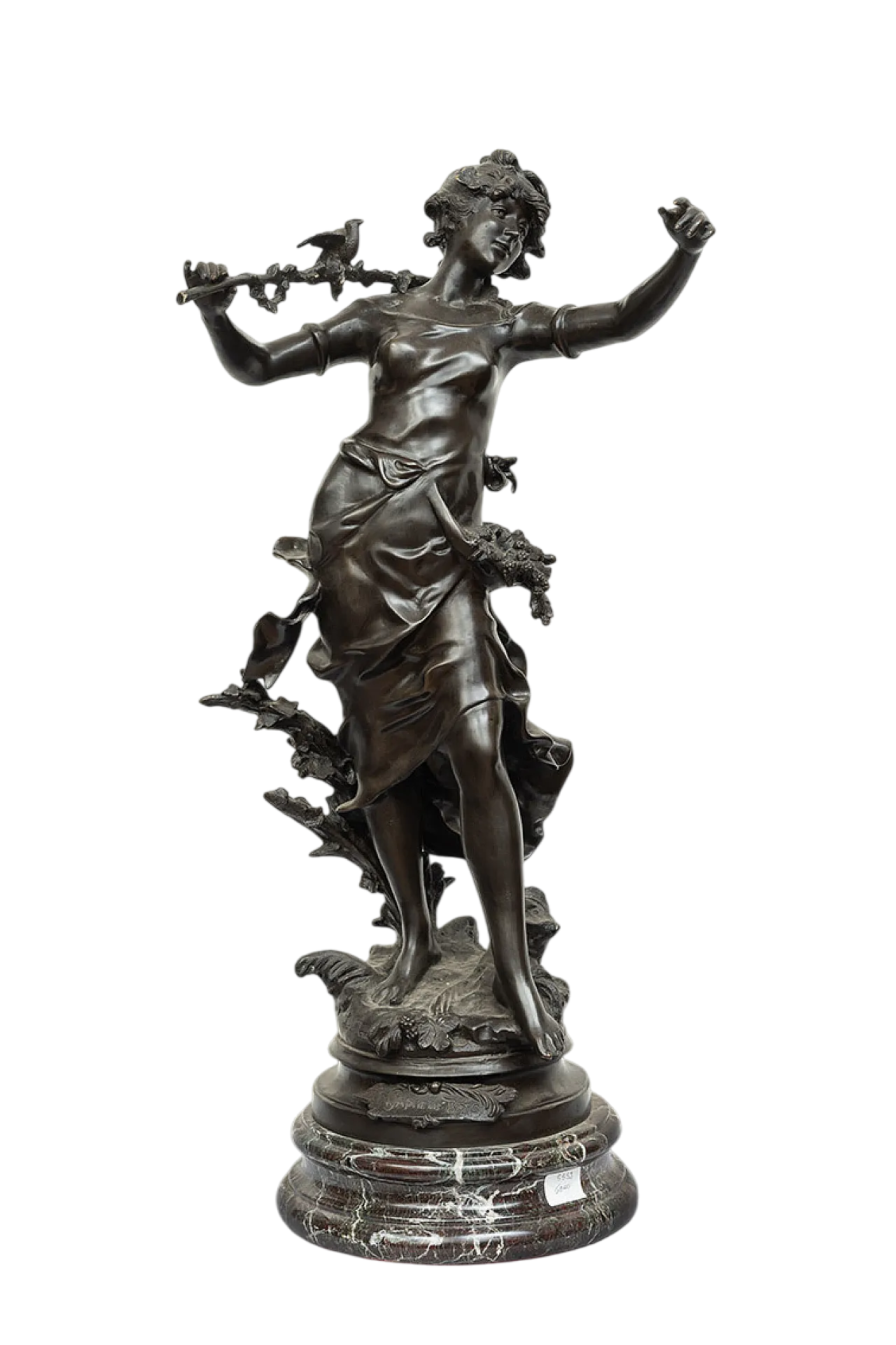 Glossy bronze sculpture Nimphe de Bois by Louis Moreau,  19th century 10