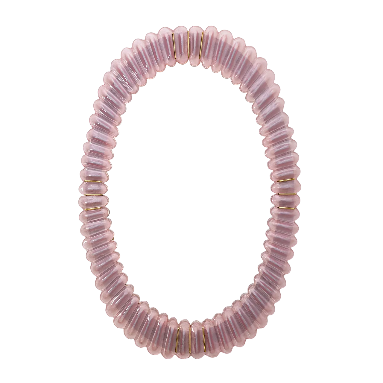 Specchio ovale in ottone e vetro di Murano rosa soffiato, 2000 13