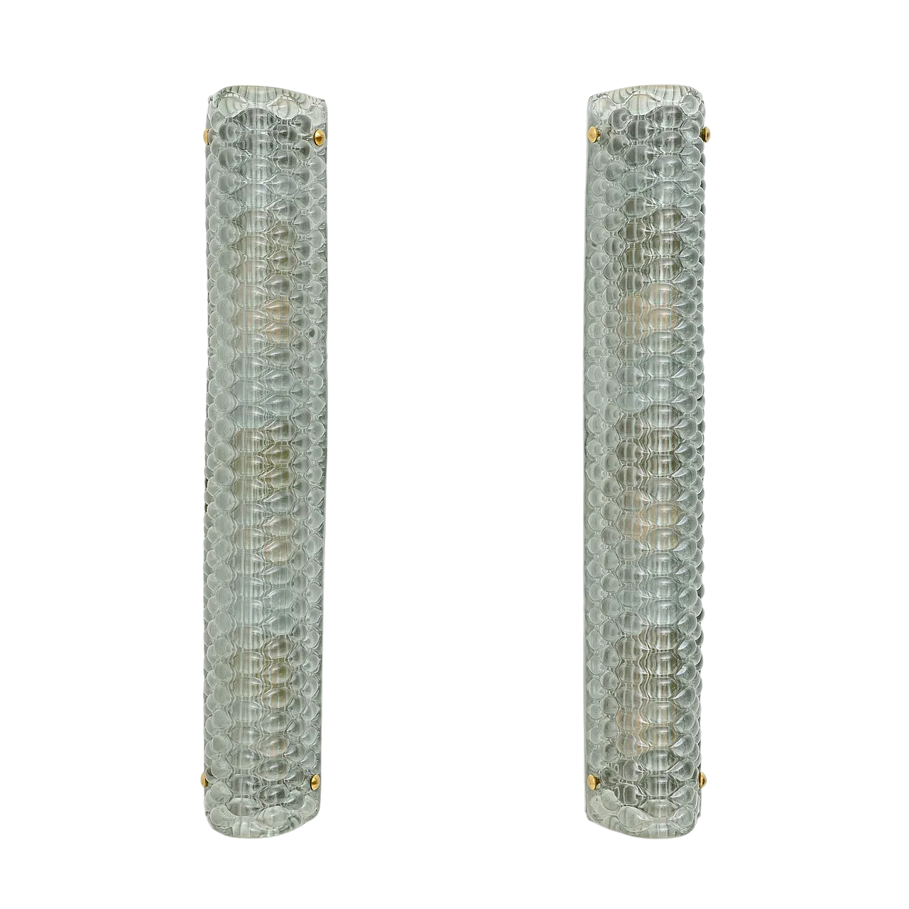 Coppia di lampade in ottone e vetro di Murano verde chiaro, 2000 10