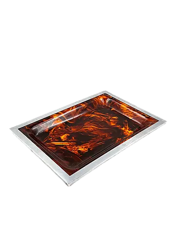 Brass and tortoiseshell plastic tray, 1970