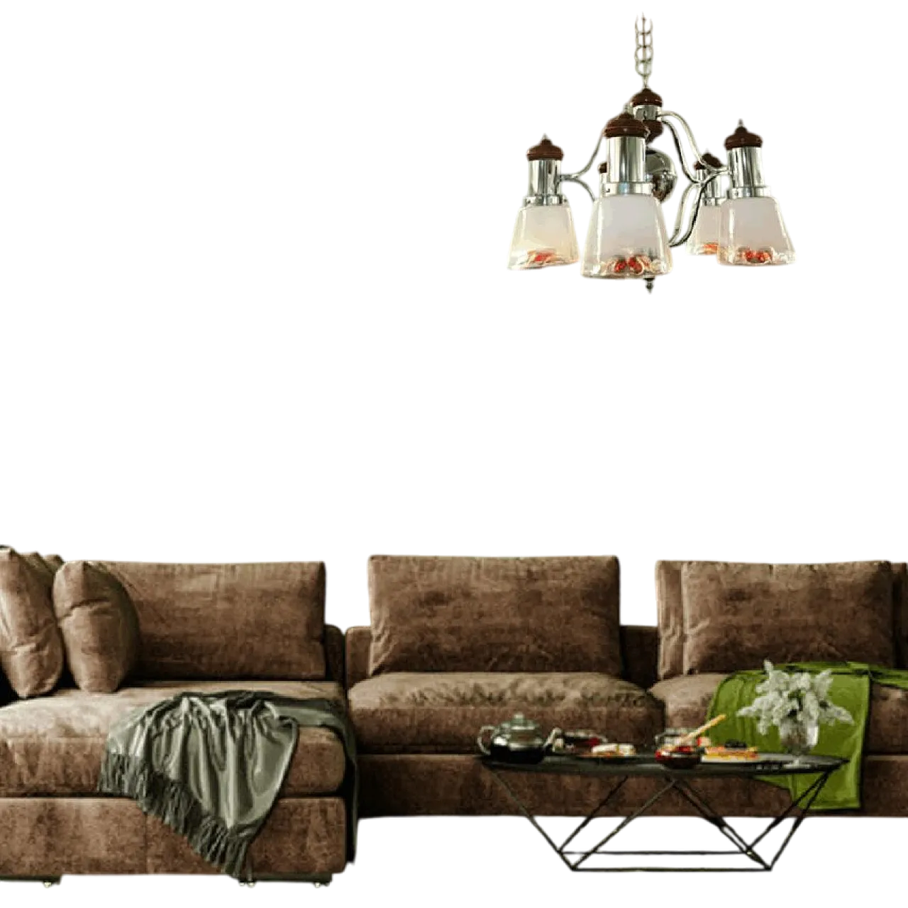 Lampadario in vetro di Murano Space Age a 5 luci di Mazzega, anni '70 7