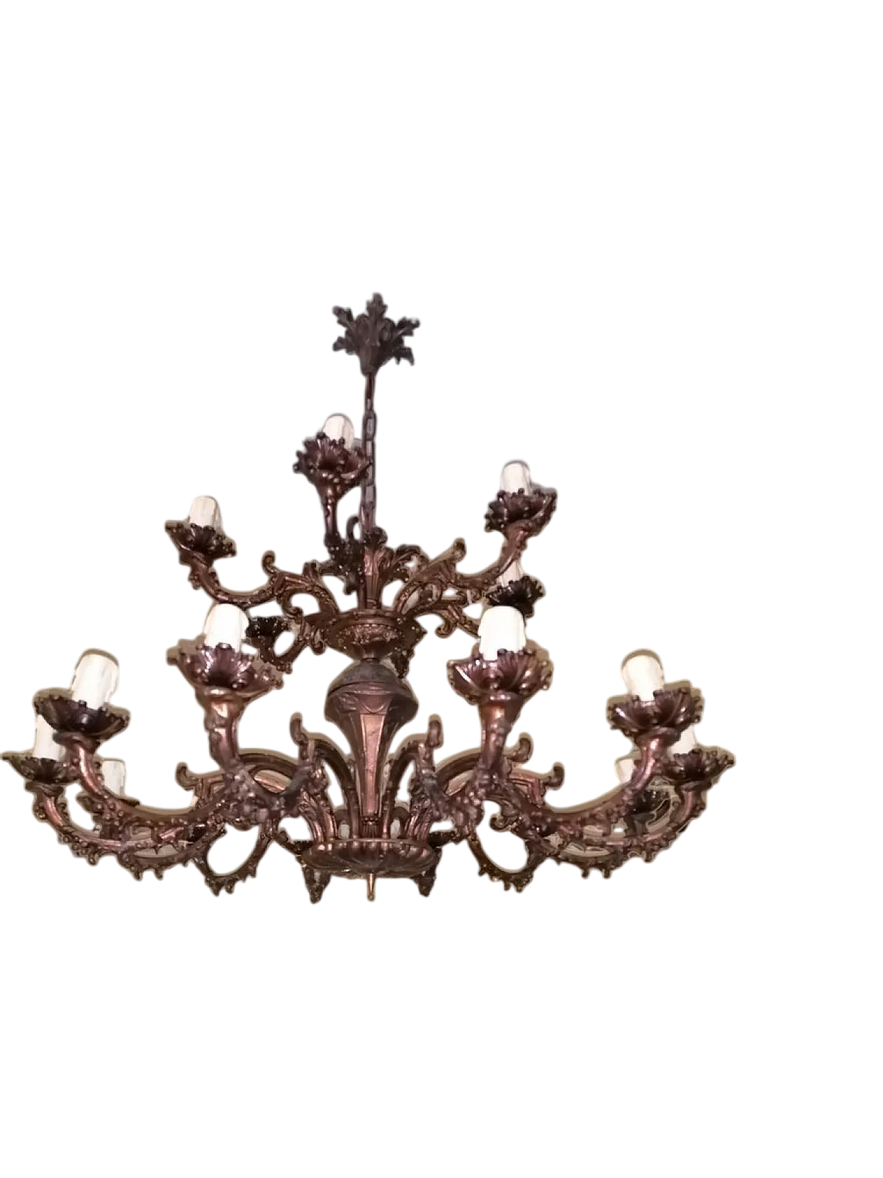 Lampadario in Bronzo a 18 Luci, anni '20 5