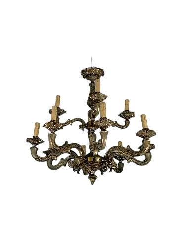 Lampadario in Bronzo a 12 Luci, anni '20