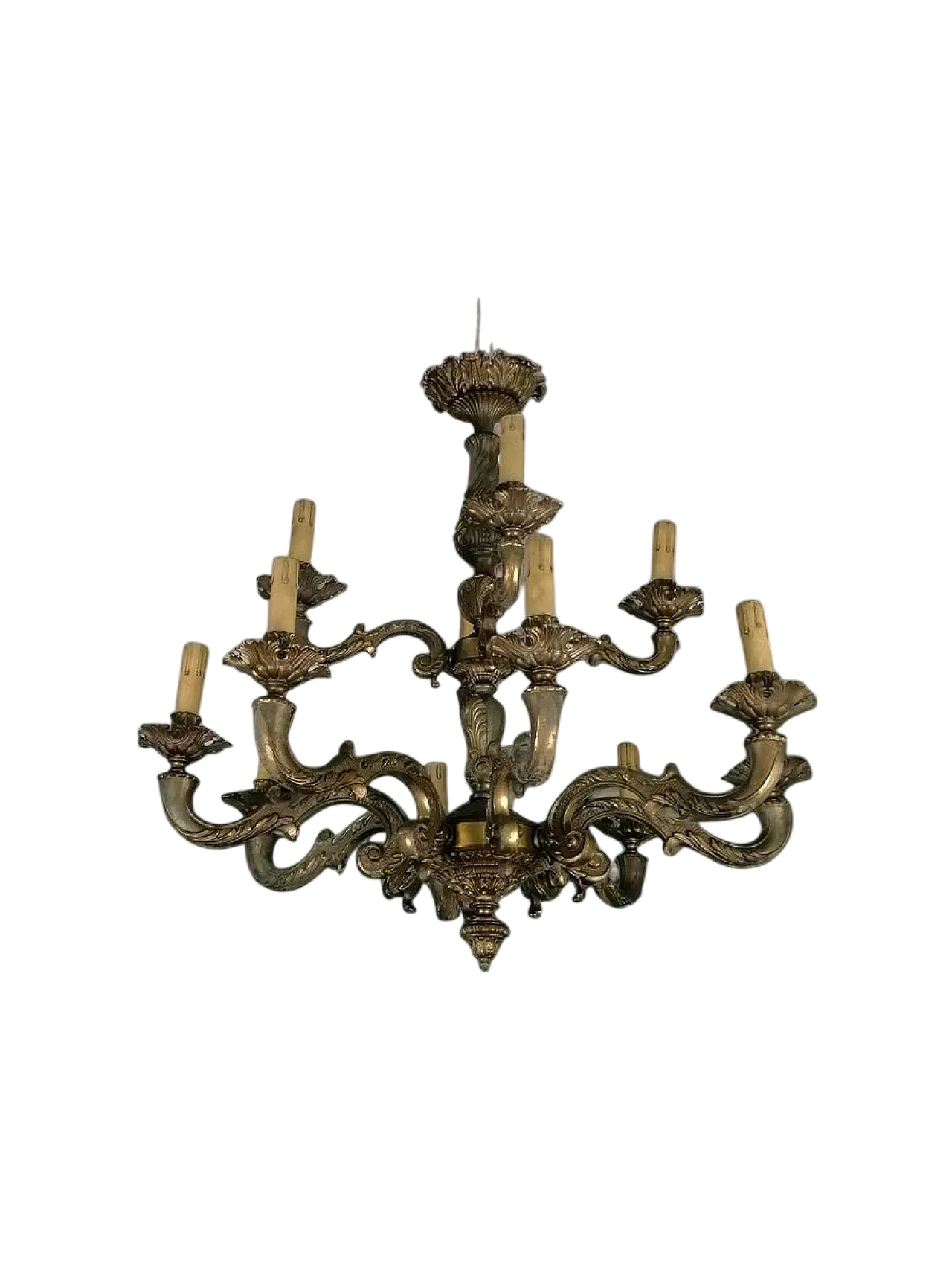 Lampadario in Bronzo a 12 Luci, anni '20 6