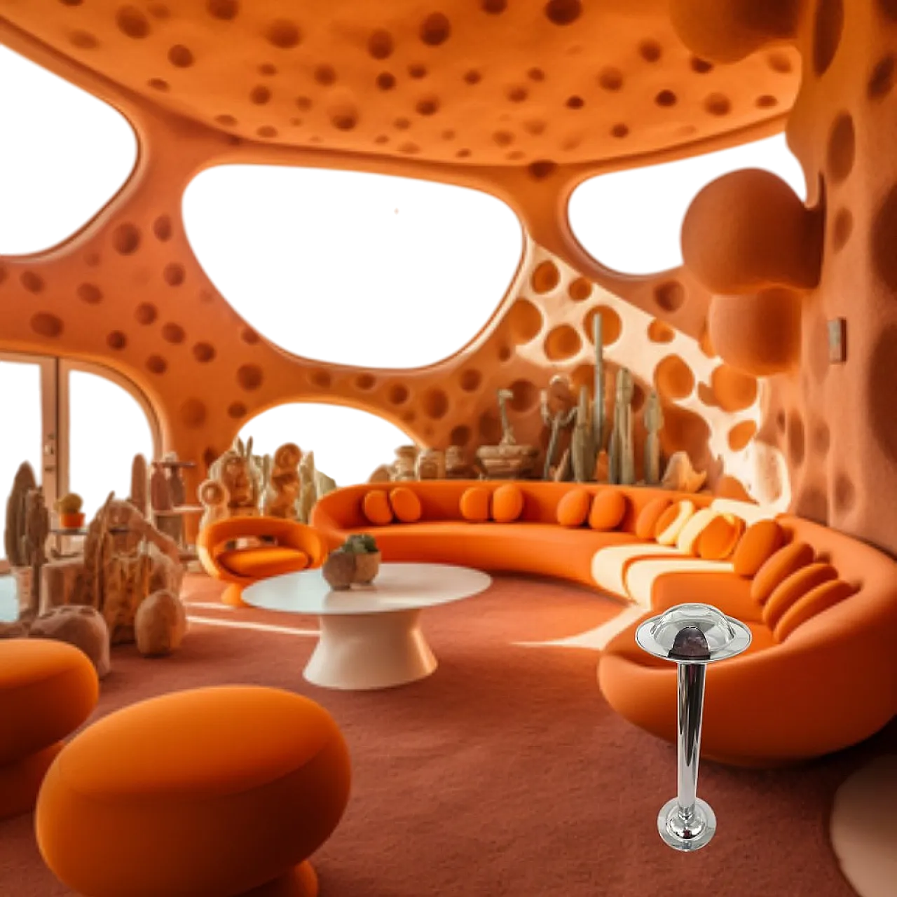 Space Age Steel Ashtray UFO Model Molto Raro, 1970s 6