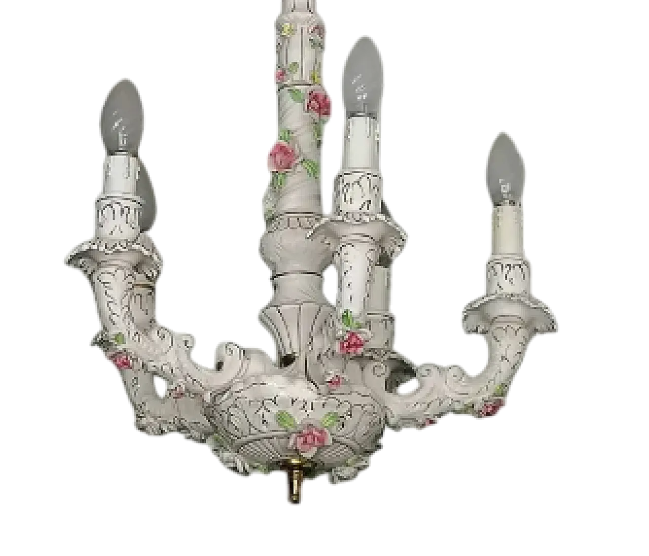 Lampadario in ceramica a 5 luci di Capodimonte, anni '50 7