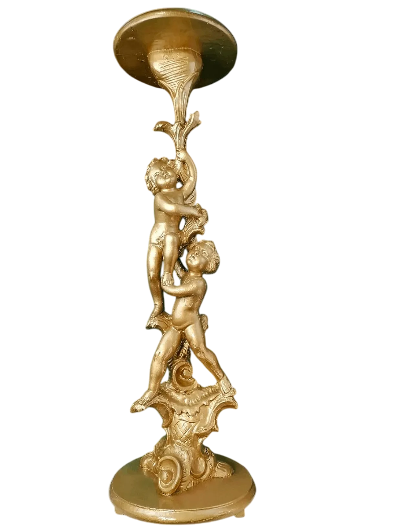 Carved Wooden Sculpture Column with Cherubs, 1920s 7