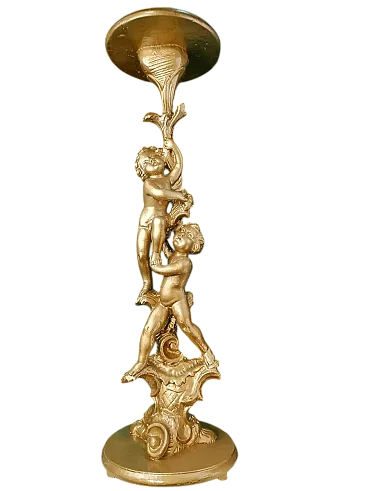 Colonna-scultura in legno intagliato con putti, anni '20