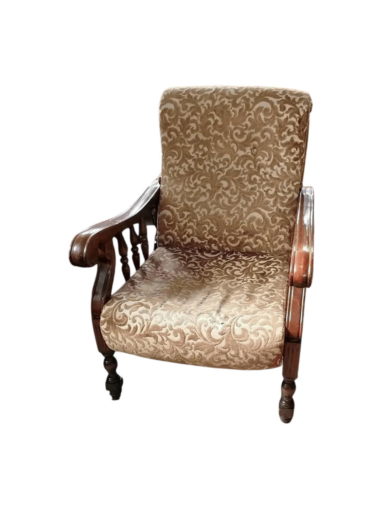 Poltrona in legno e velluto, anni '30 5