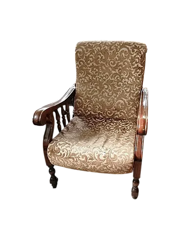 Poltrona in legno e velluto, anni '30