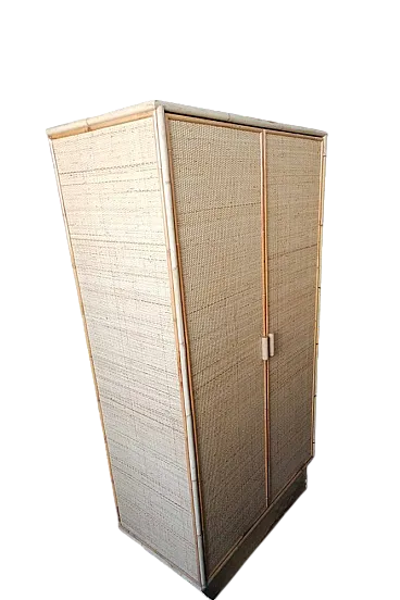 Armadio in bambù e paglia di Vienna, anni '70