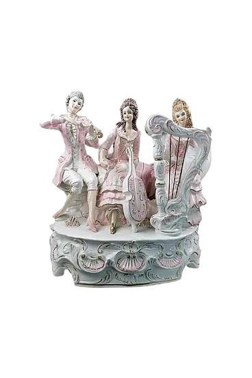 Grande Gruppo Figurine di Musici di Corte di Capodimonte, anni '50