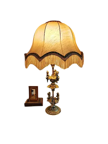 Lampada da tavolo in ottone con putti, 1890 circa