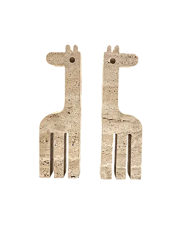 Pair of travertine giraffe bookends by Fratelli Mannelli, 70s