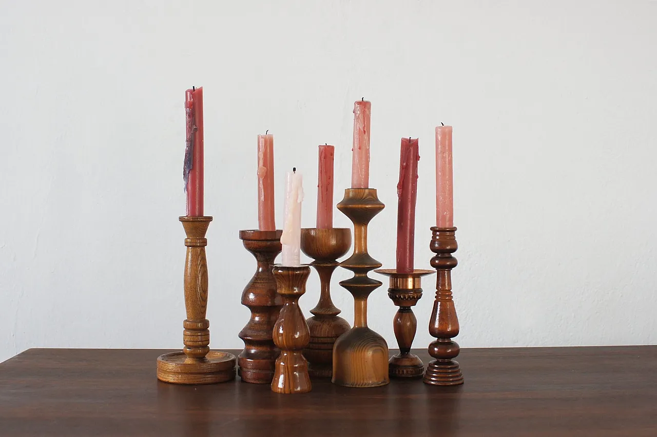 7 Scandinavian wooden candleholders, late 20th century 2