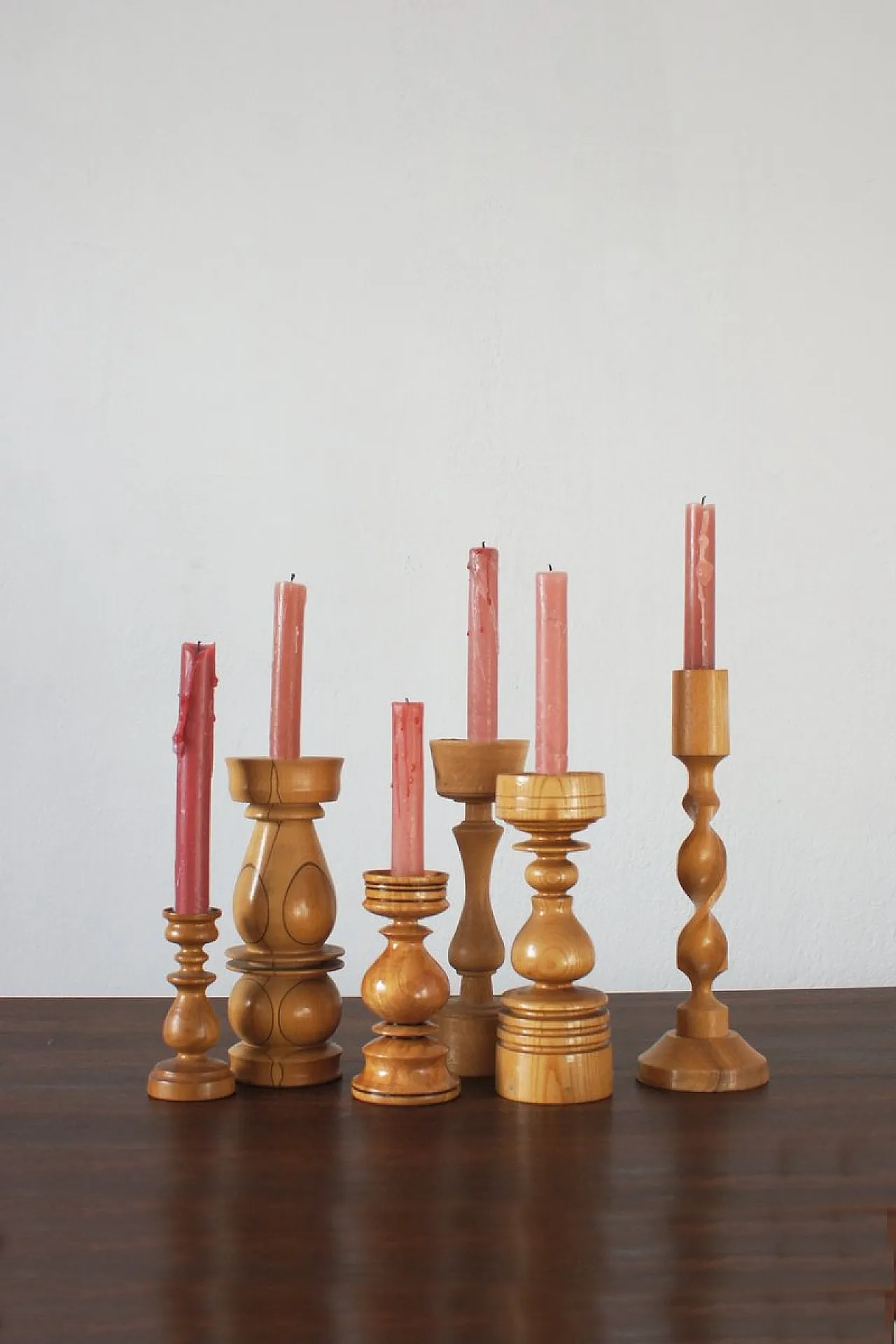 6 Portacandele in legno, fine '900 3