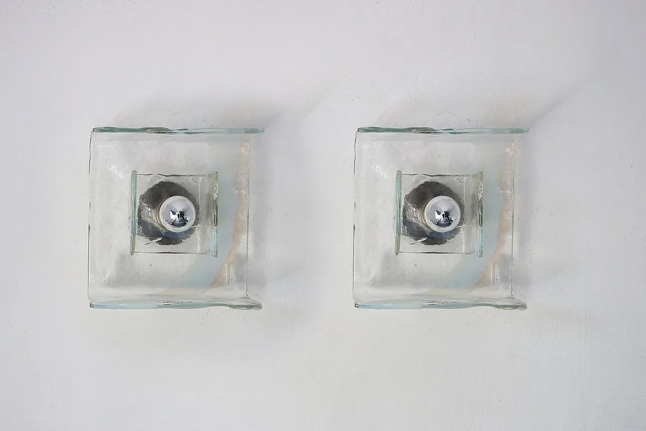 Coppia di applique in vetro di Murano di C.Nason per Mazzega, anni '70 2