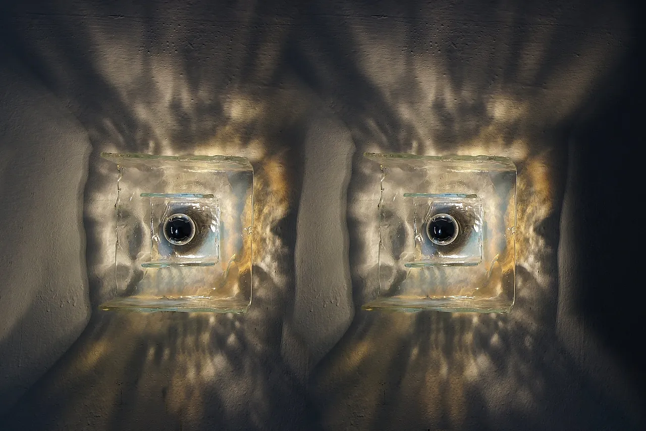 Coppia di applique in vetro di Murano di C.Nason per Mazzega, anni '70 8