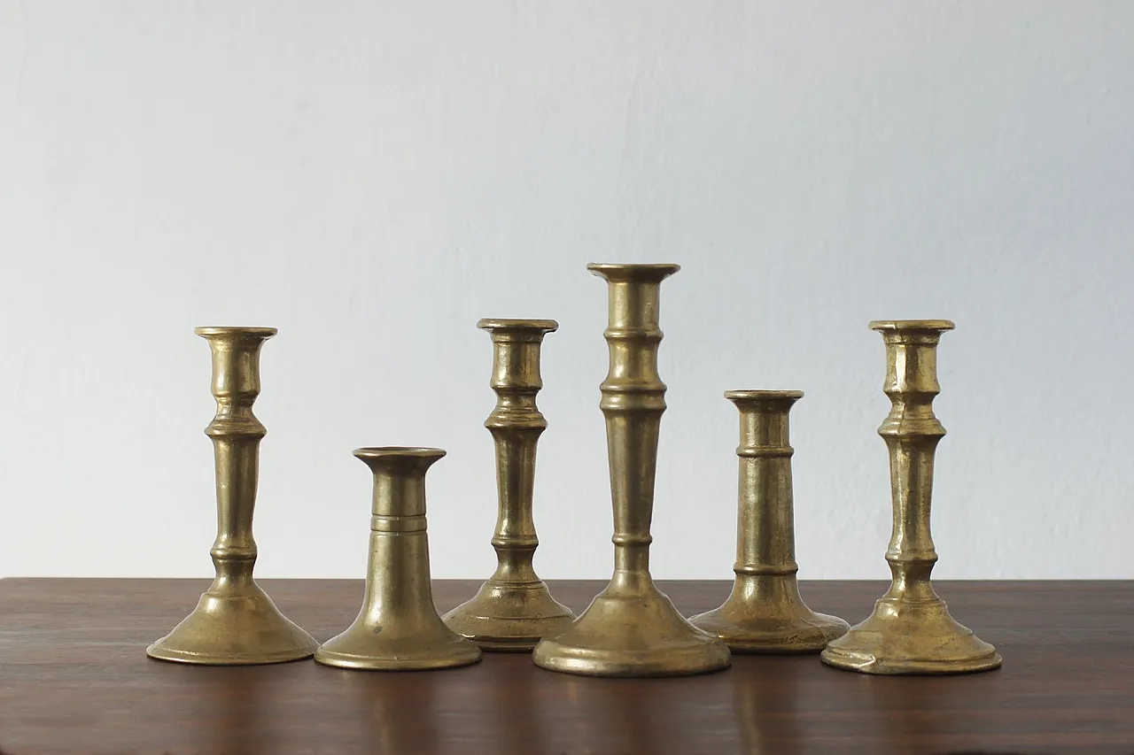 6 Brass candlesticks, 1960s 1