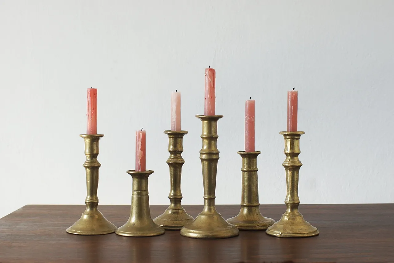 6 Brass candlesticks, 1960s 2