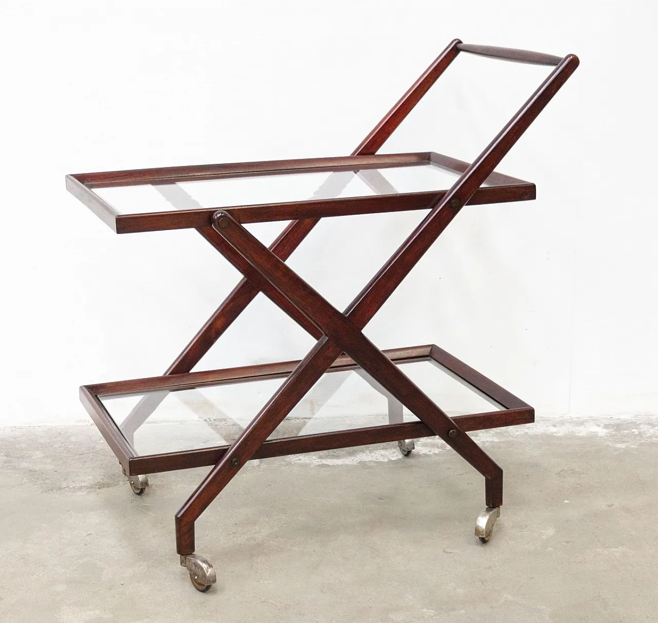 Carrello Bar in Legno di Noce, anni '50 2