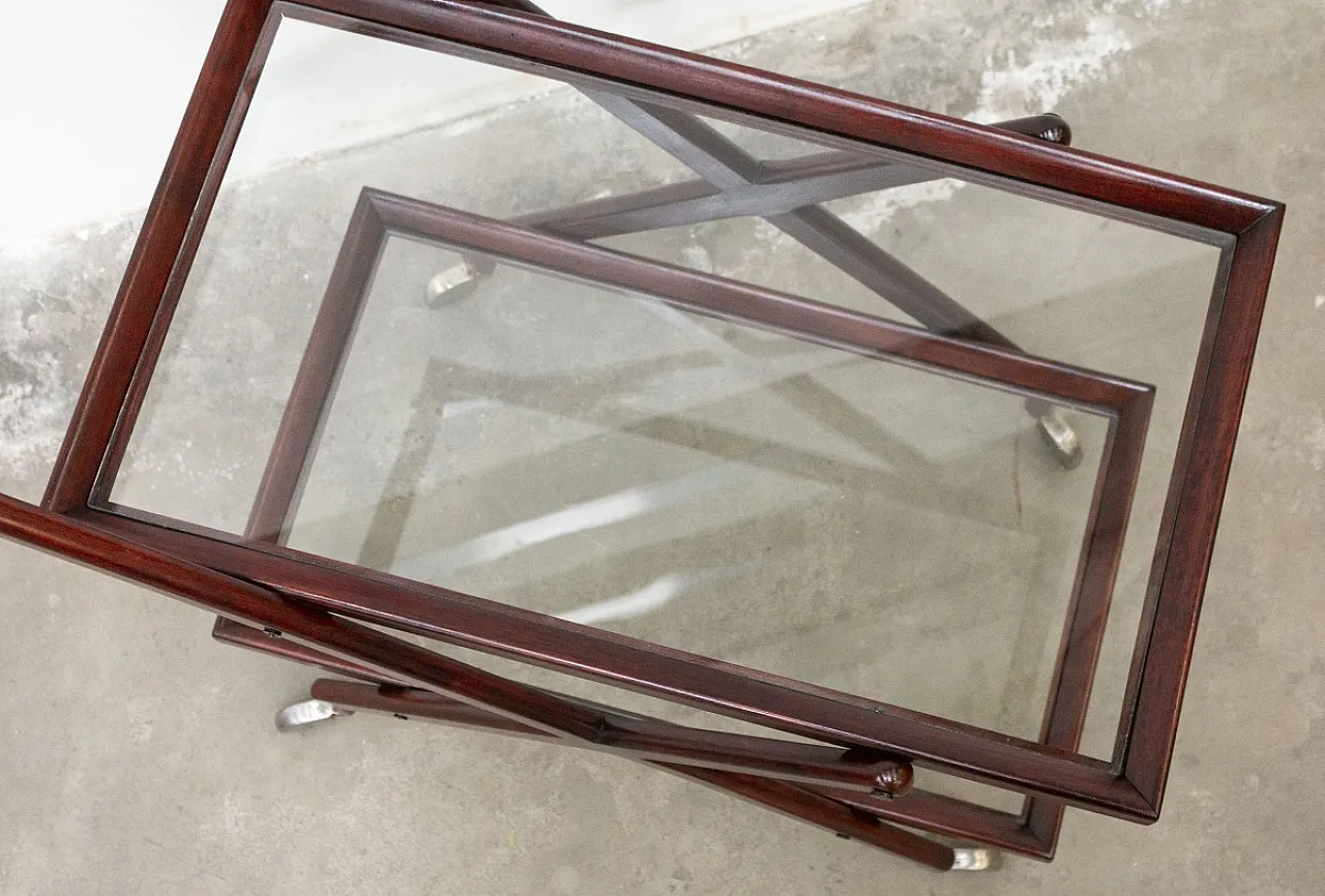 Carrello Bar in Legno di Noce, anni '50 5