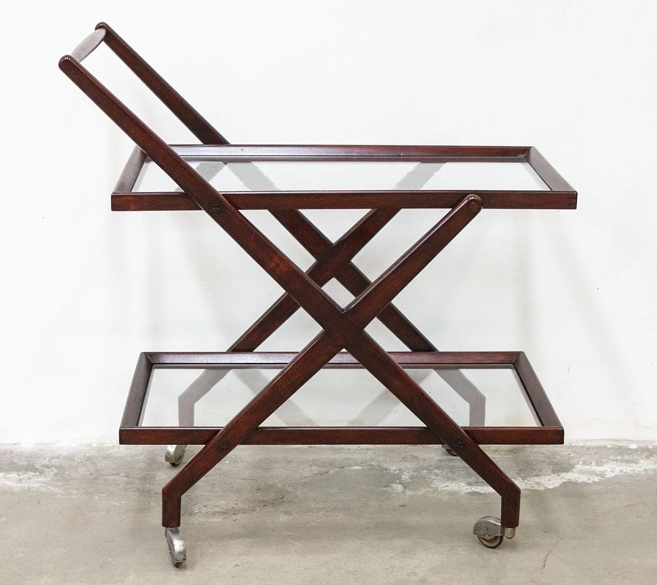 Carrello Bar in Legno di Noce, anni '50 12