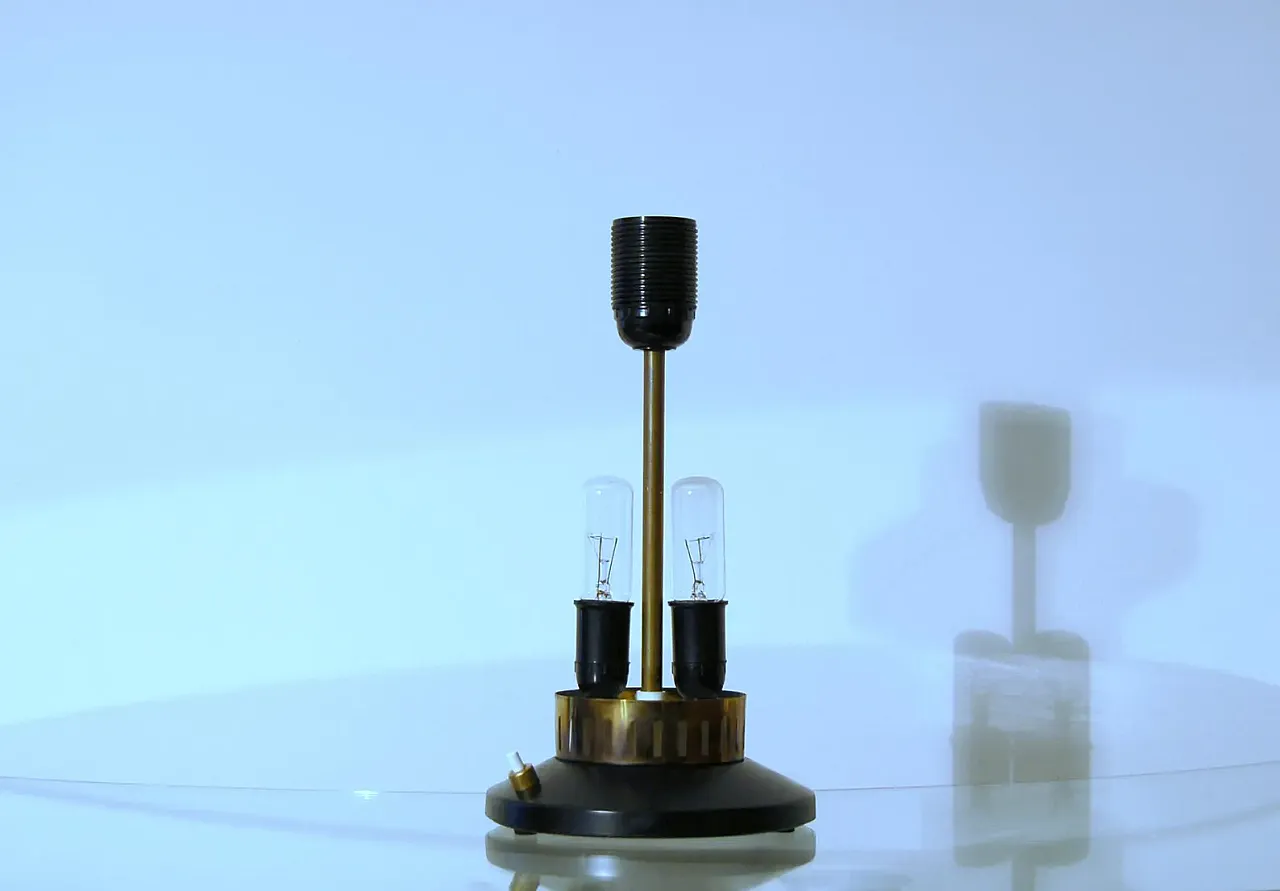 Table lamp in opal glass and brass, 20th century 5