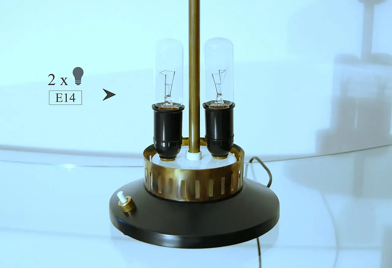 Table lamp in opal glass and brass, 20th century 6