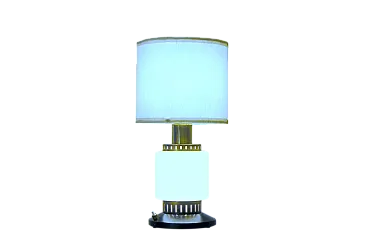 Table lamp in opal glass and brass, 20th century