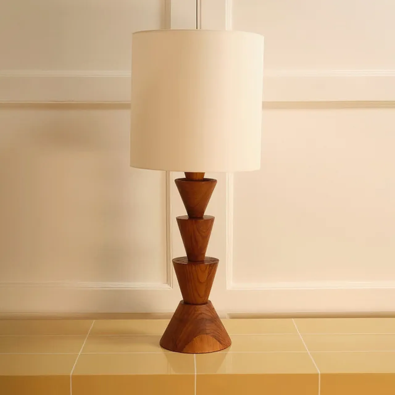 Lampada grafica in legno, anni '70 4