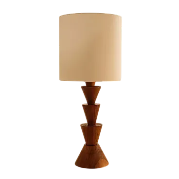 Lampada grafica in legno, anni '70