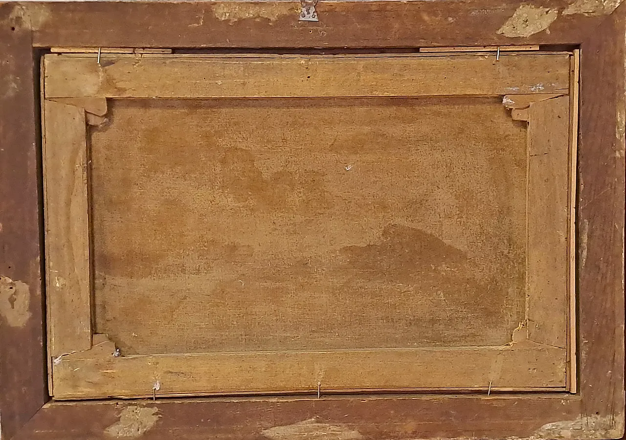 Marina with fortified village and figures, oil on canvas, 19th century 17