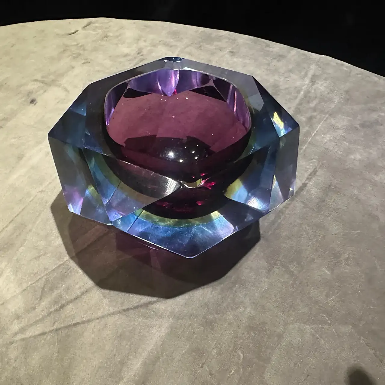 Faceted Murano glass ashtray by Seguso, 1970s 1