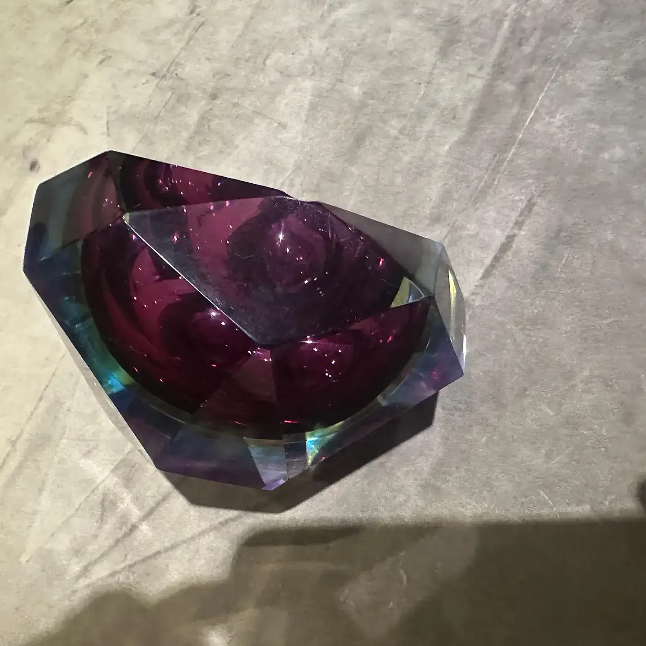 Faceted Murano glass ashtray by Seguso, 1970s 7